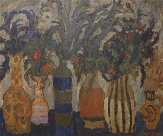 Jasper Rose Still life of flowers in vases 75 x 90cm